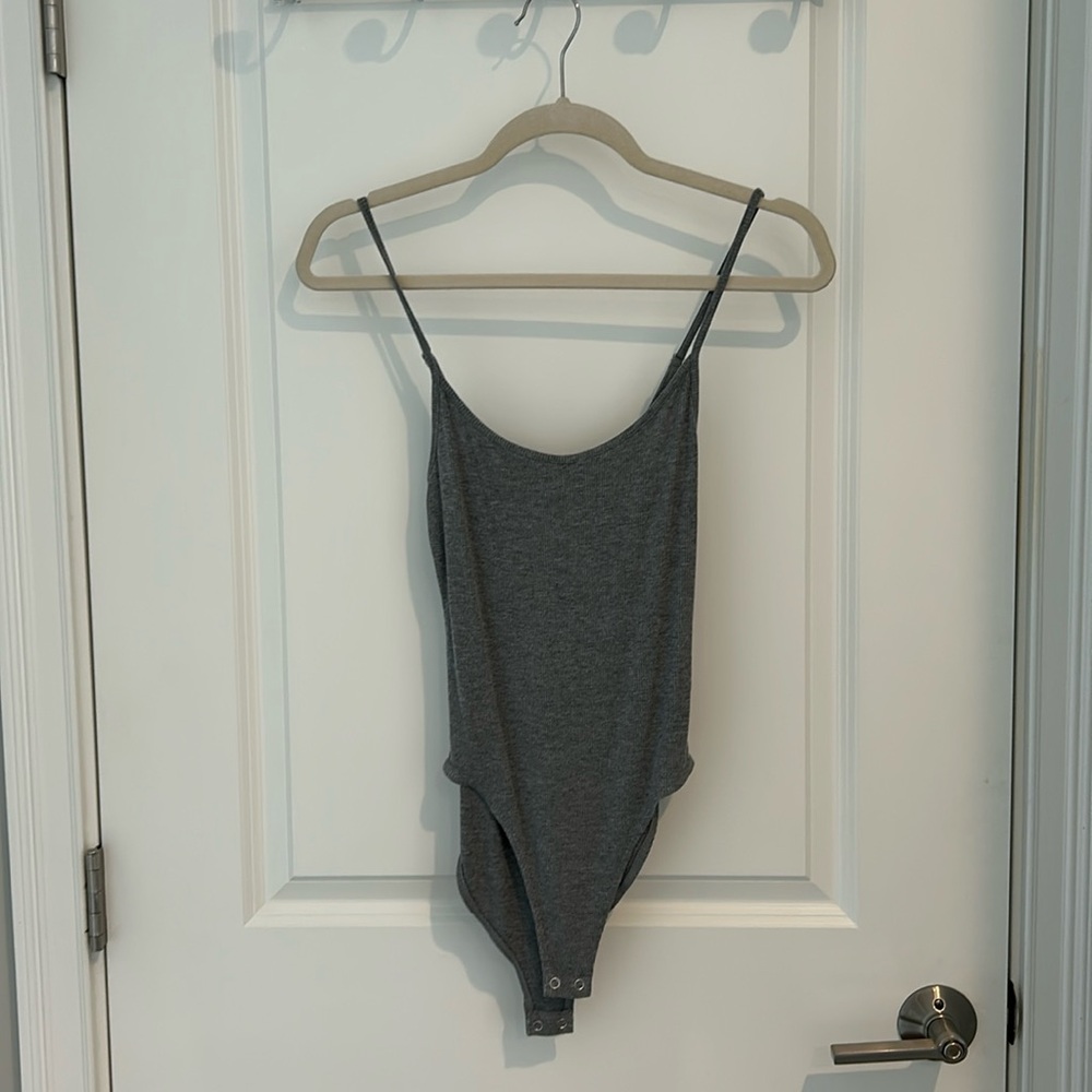 Gray Ribbed Bodysuit